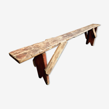 Ancienne table d’appoint banc en bois 2 mètres