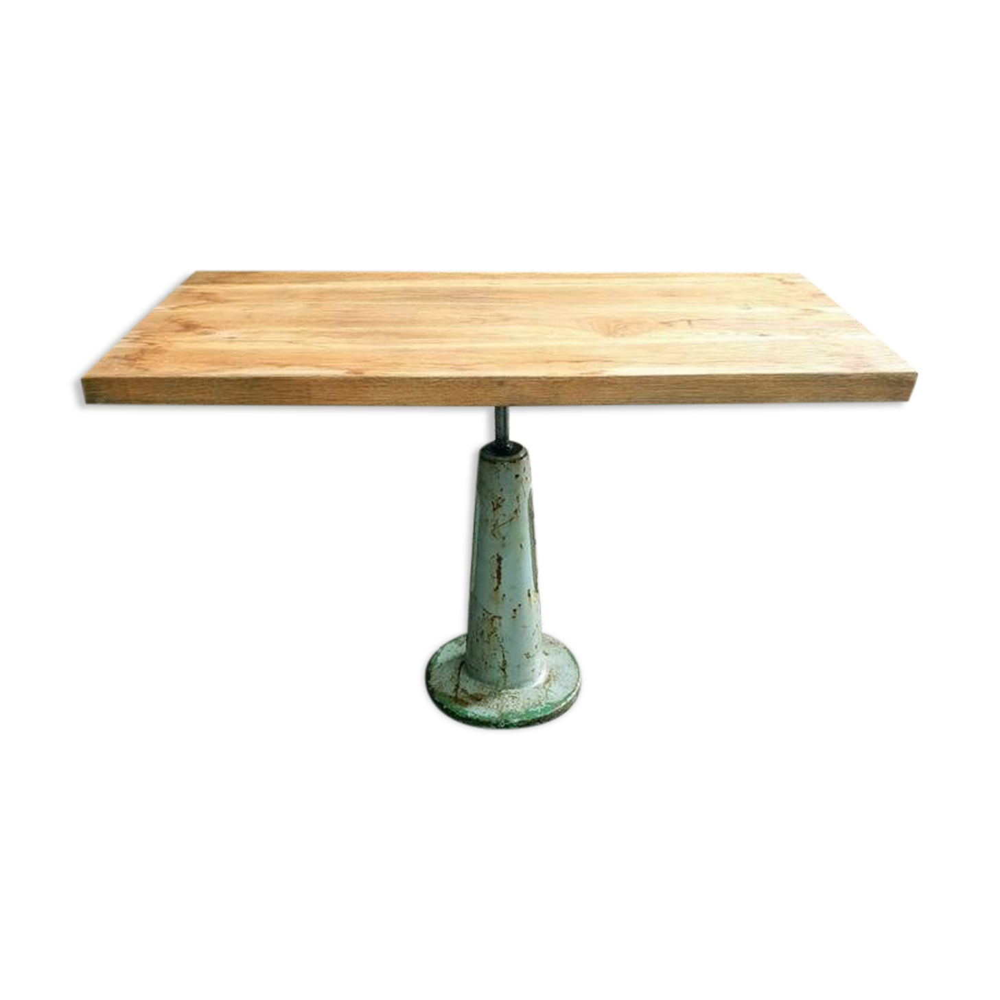 Industrial (garden) table oak on cast iron leg
