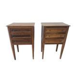 Pair of old Louis XVI style bedside tables in walnut