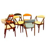 8 Scandinavian design chairs 1960s by Kai Kristiansen in solid teak "