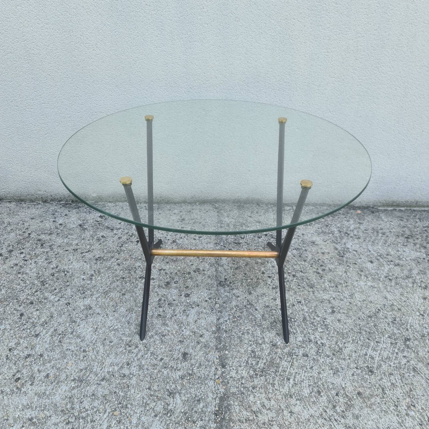 Angelo Ostuni coffee table 1950 glass and brass