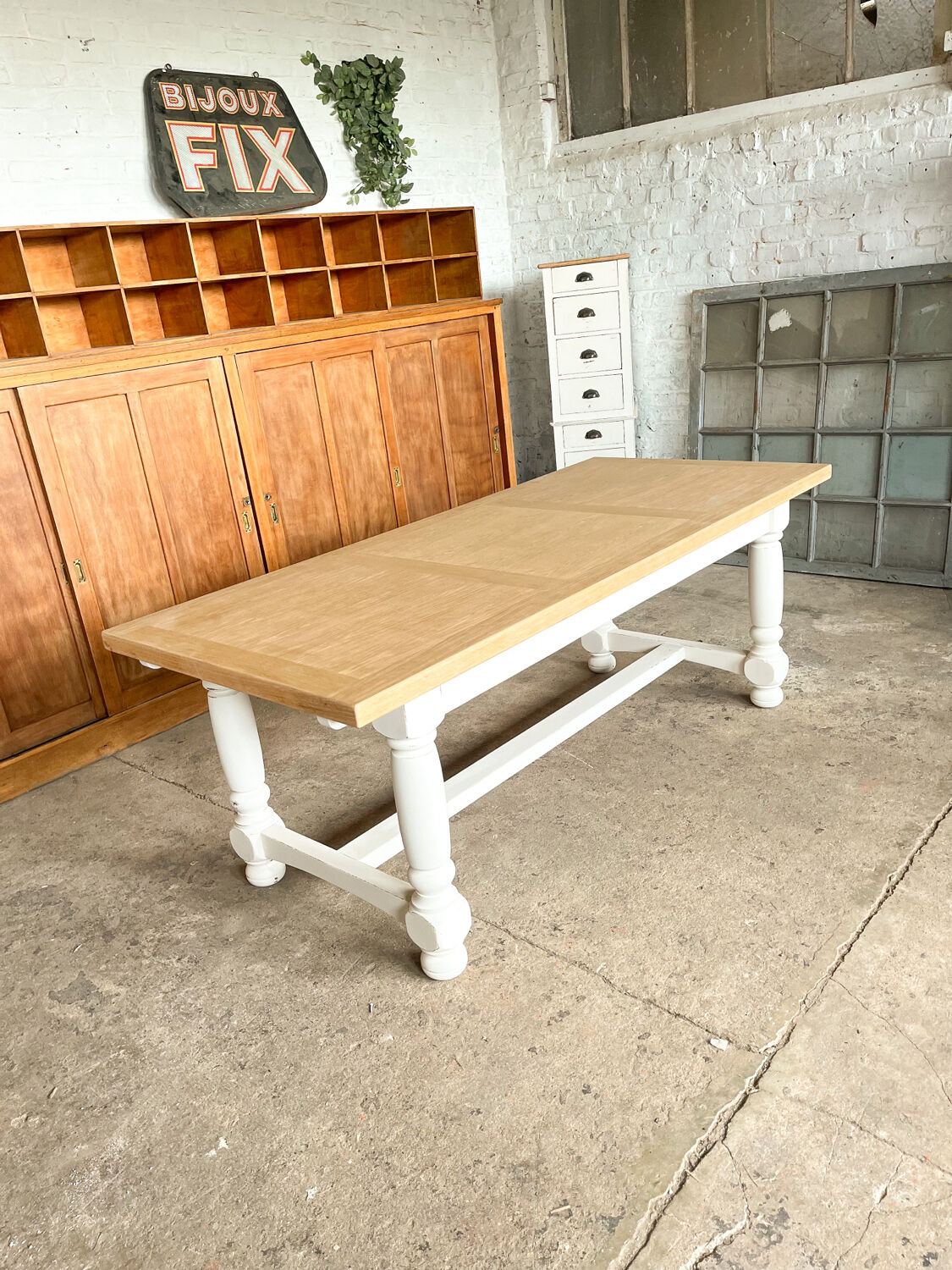 Old white farmhouse table