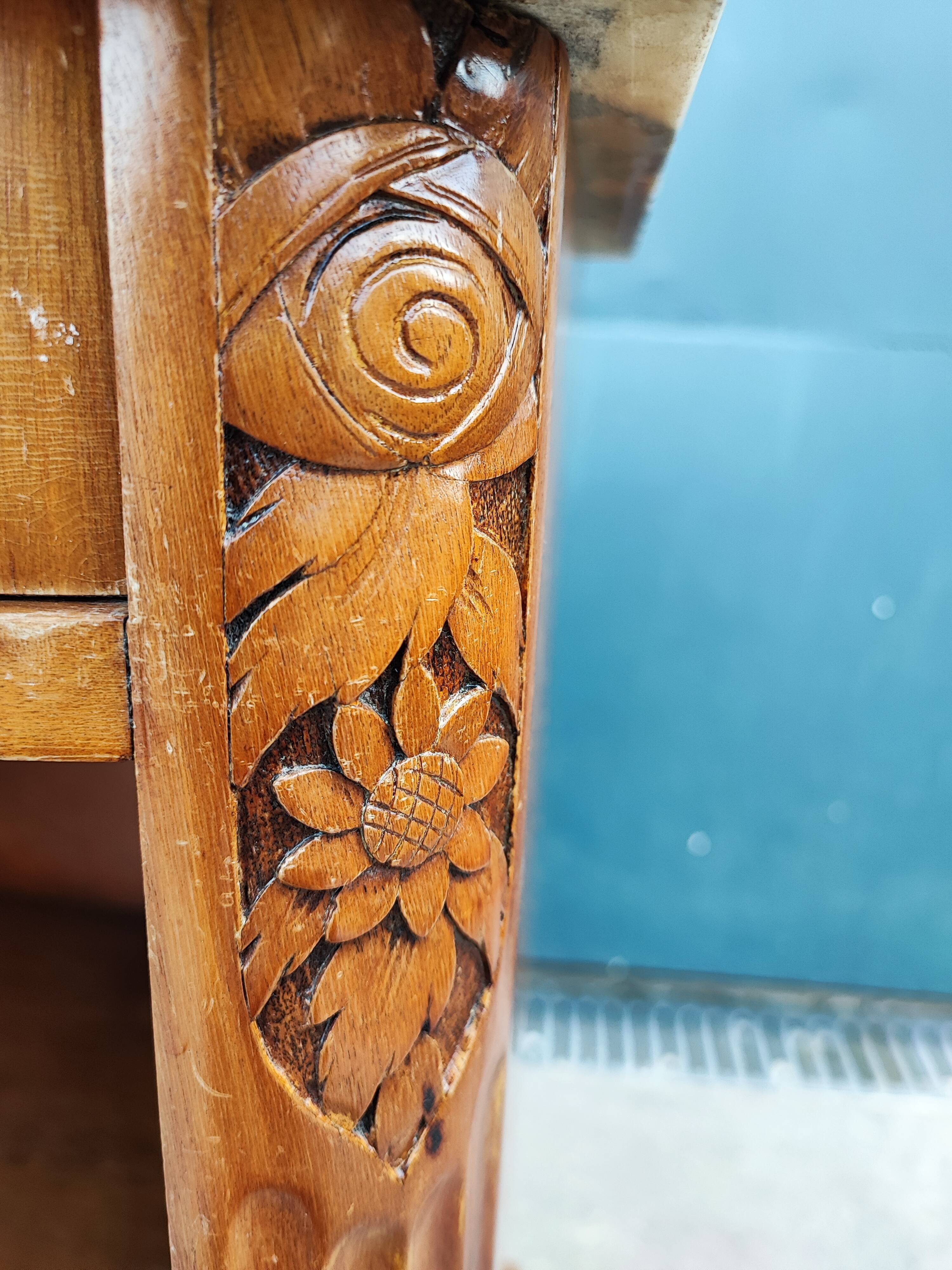 Bedside table marble top art-deco style