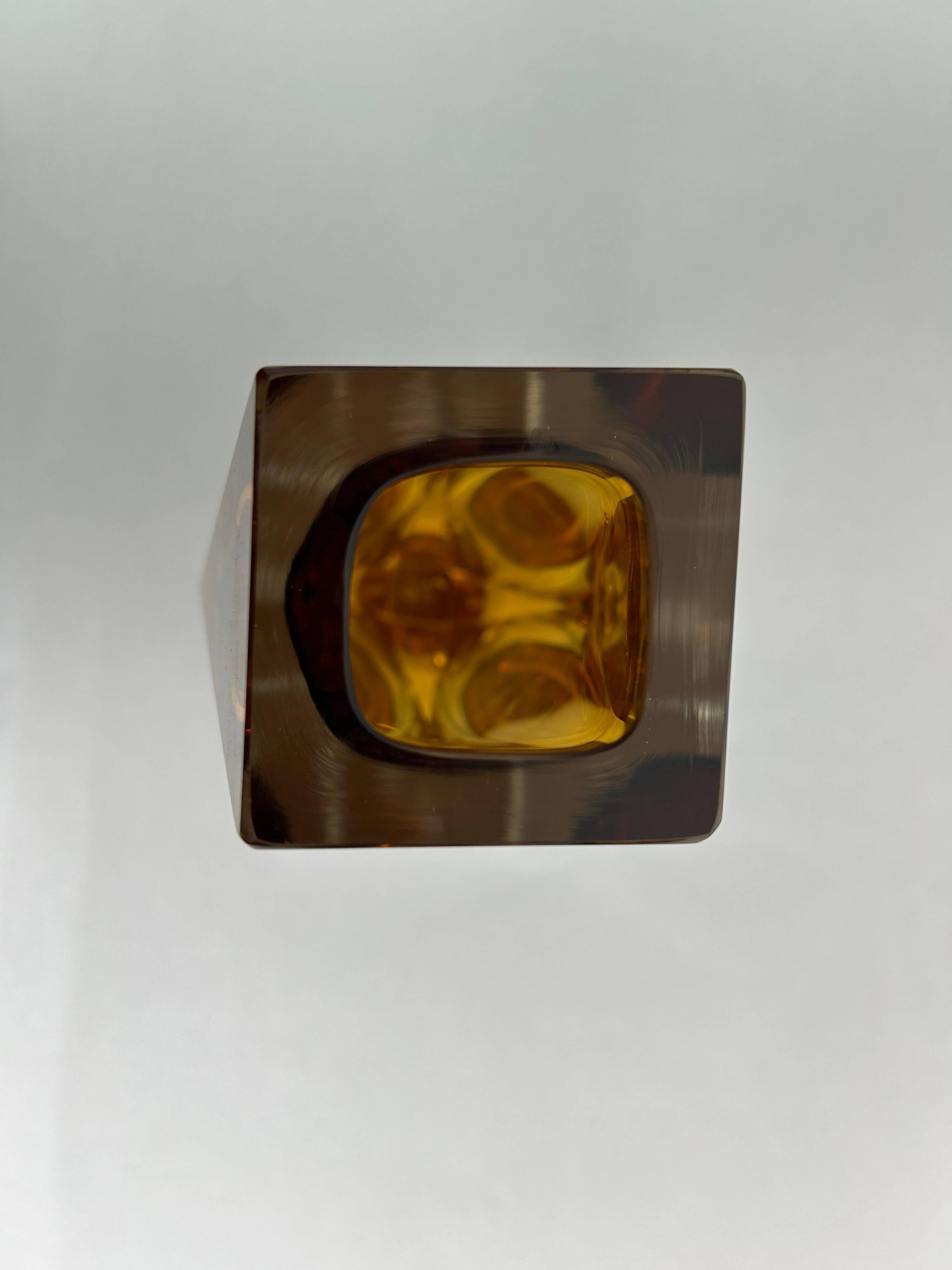 Yellow art glass vase by Flavio Poli for Murano
