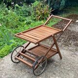 Wooden serving trolley