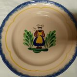Old faience plate of pornic brittany breton woman and man décor