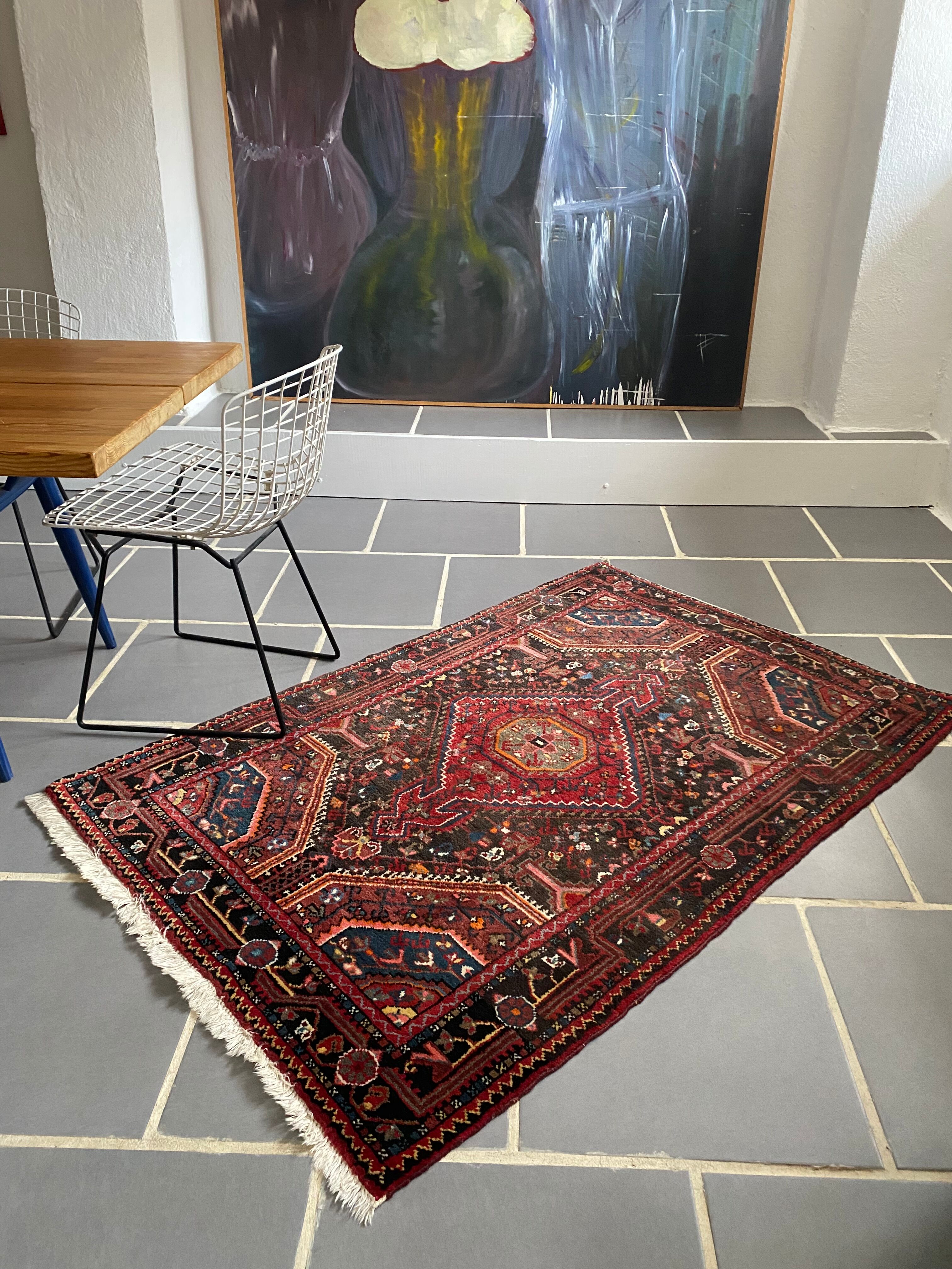 Oriental carpet old handmade wool, 157x105 cm
