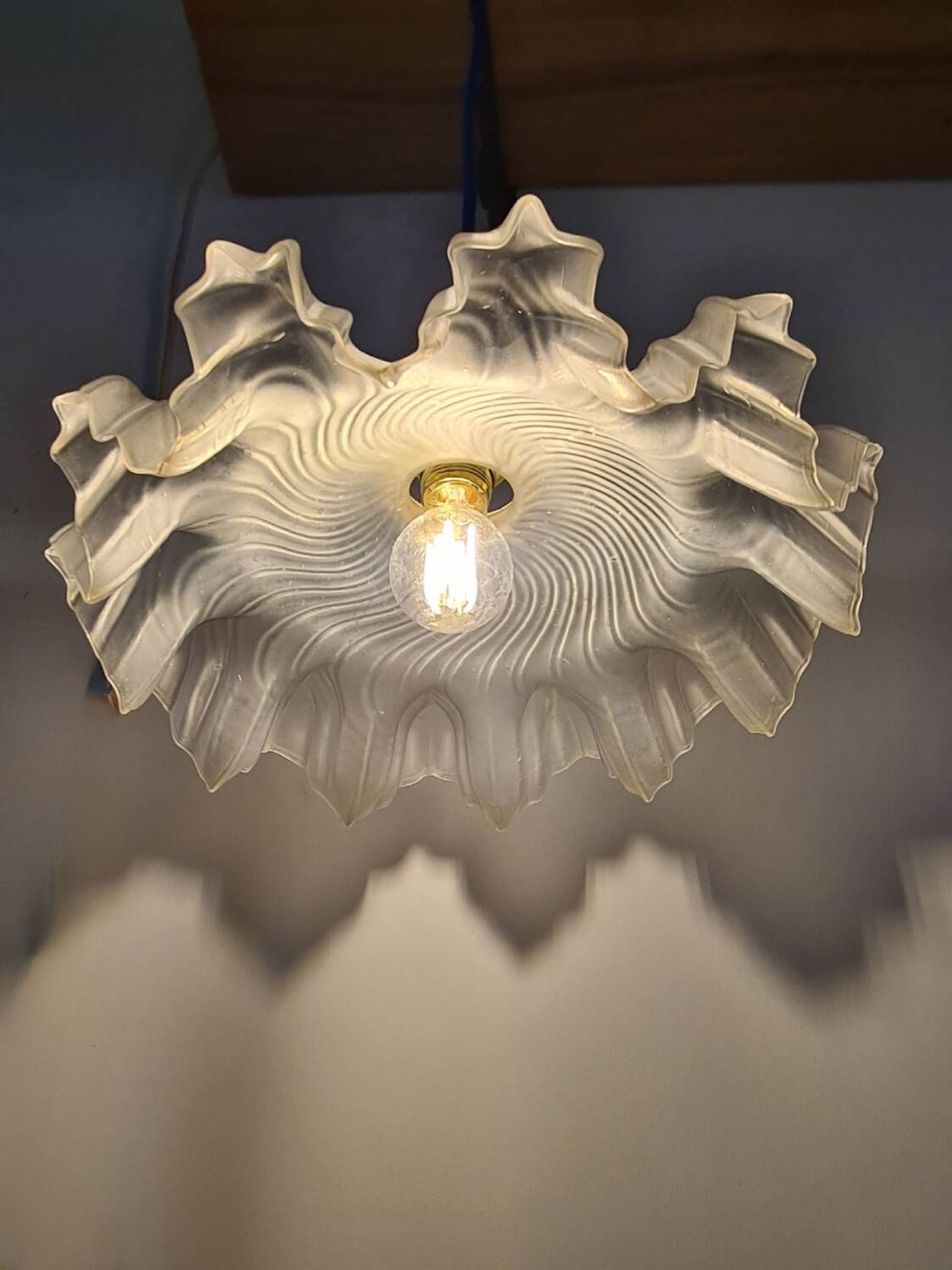 Suspension abat-jour vintage en verre dépoli