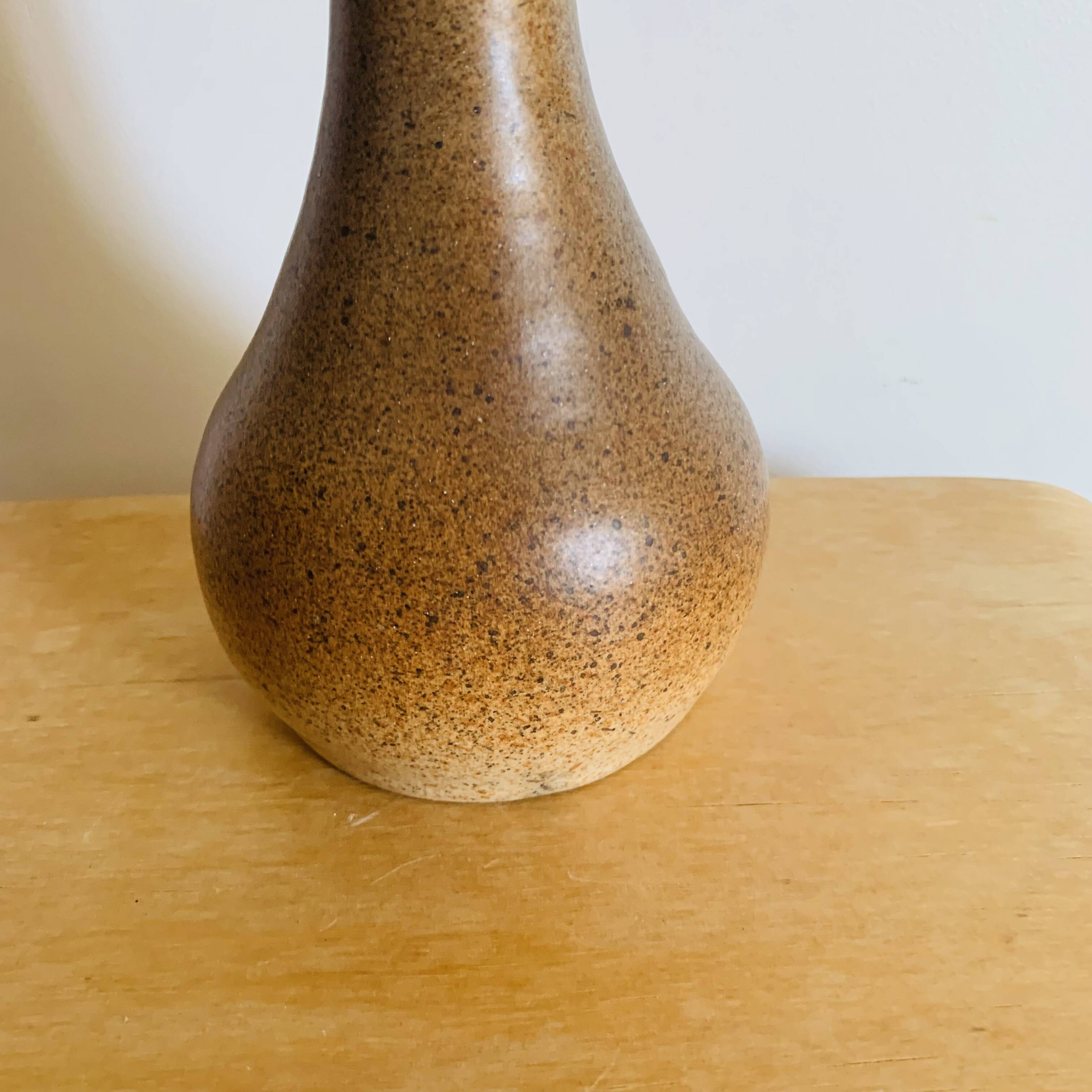 Vintage speckled brown stoneware soliflore vase – 1960s/70s