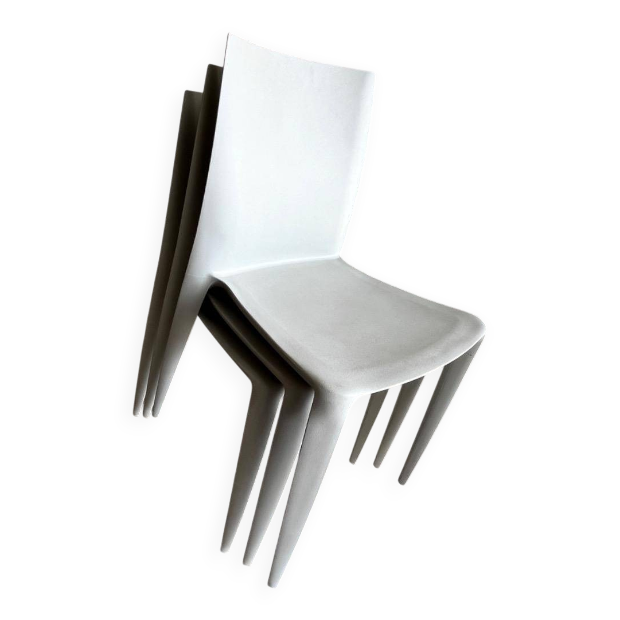 Ensemble de 6 chaises Bellini empilables en polypropylène gris clair, design italien de Mario Bellini