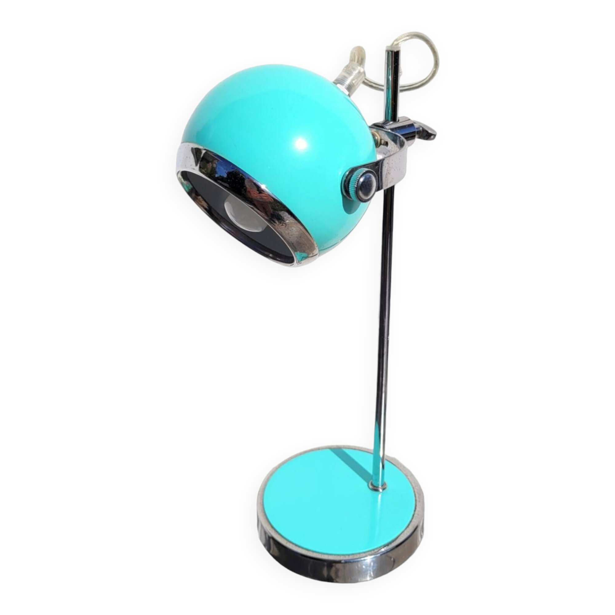 Mint and chrome eyeball lamp
