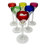 Set of 6 coloured double crystal liqueur glasses – Saint-Louis – Bristol model – H. 13 cm