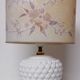 Lamp lampshade dried flowers foot white ceramic