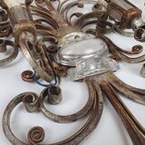 Pair of Silver Wrought Iron And Glass Wall Lights by Banci, Italy, 1940s