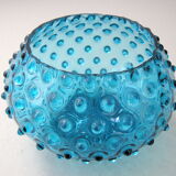 Vintage bubble vase in blue glass