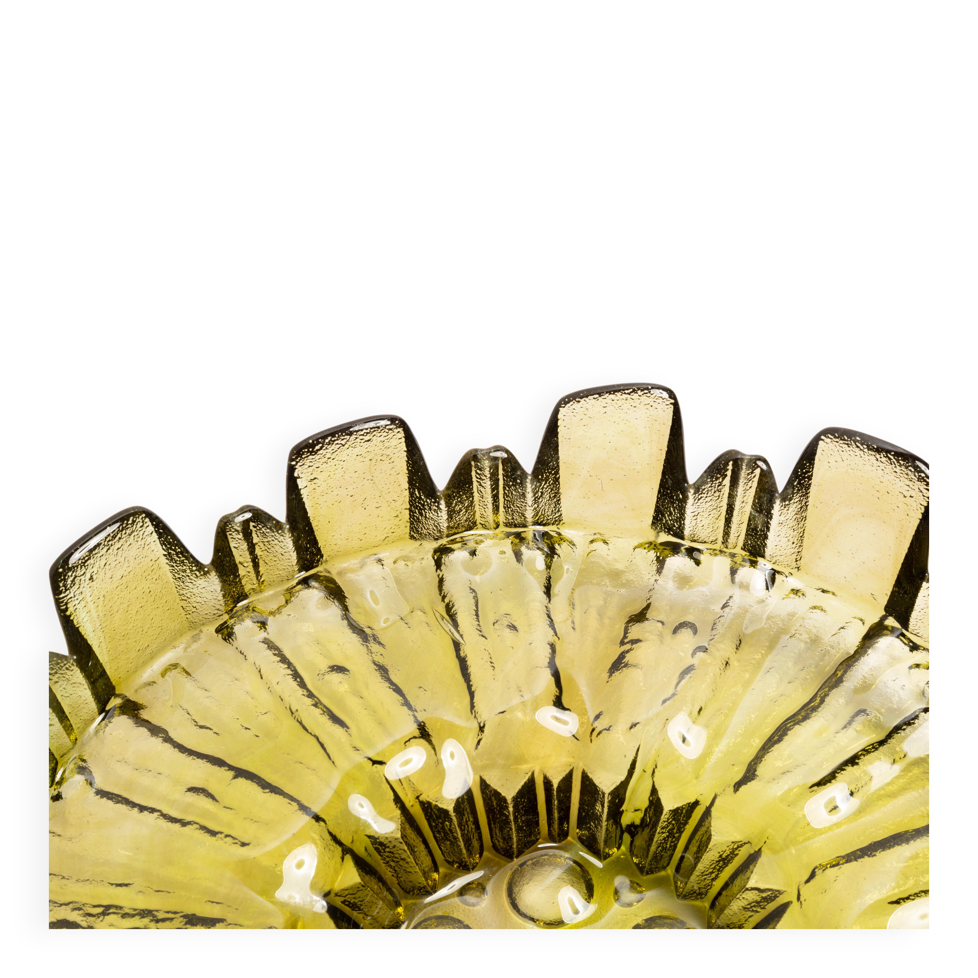 Decorative green glass flower-shaped plate, Italy, 1960s.