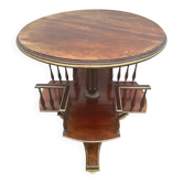 Old round and revolving wooden and brass library