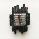 Vintage Italian brutalist wall light in wrought iron by Albano Poli for Poliarte, set of 2.