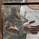 Modernist figurative wall tile in polychrome stoneware 1975