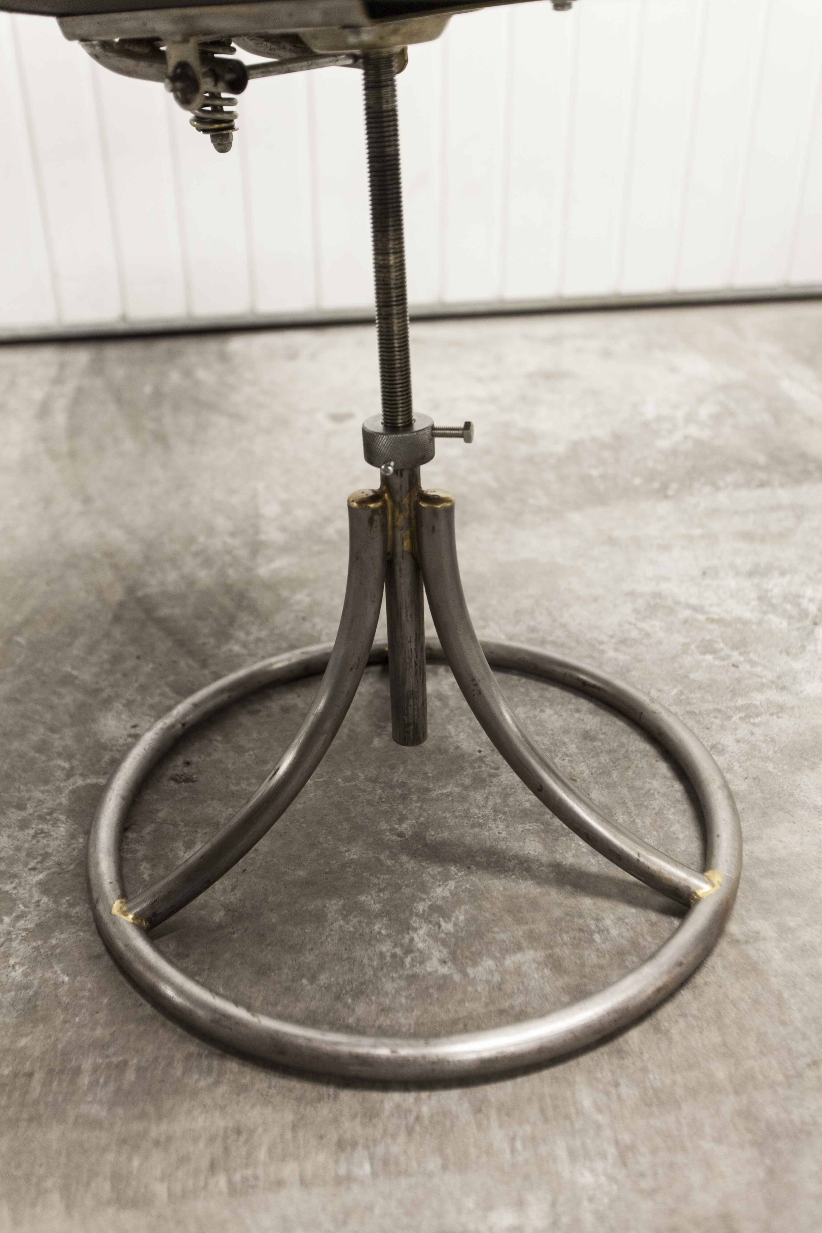 Pair of French Army telegraph operator's swivel chairs, new leather