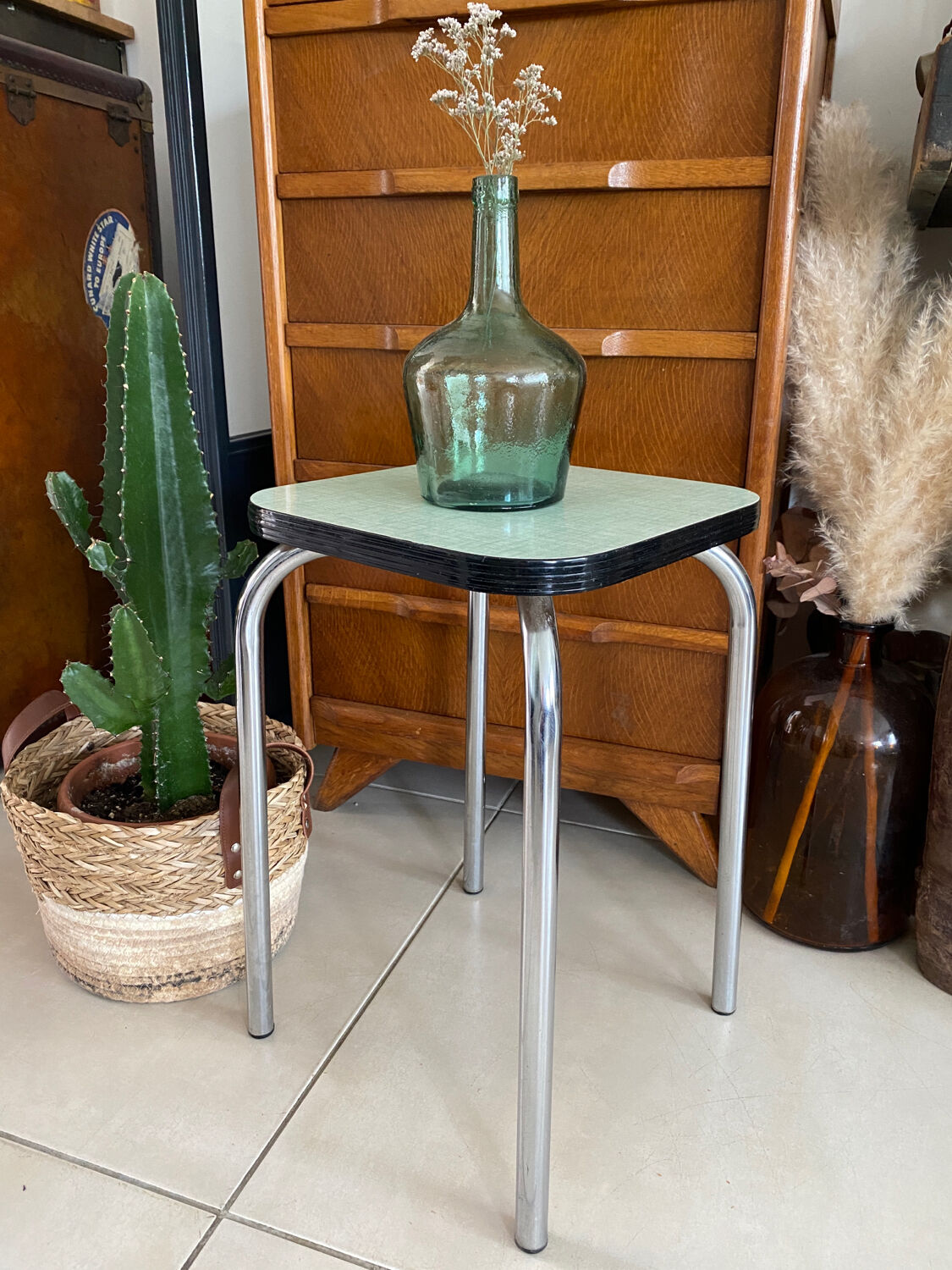 Almond green Formica stool