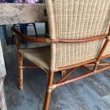 Vintage rattan armchair bench