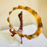 Plat ovale signé annie glass 38/35 made in usa bord ondulé doré à l’or fin