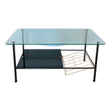 Coffee table 50s metal and glass