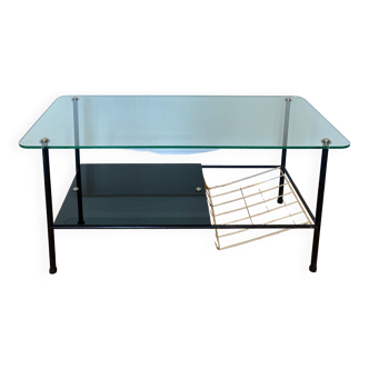Coffee table 50s metal and glass