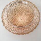 Large ceiling lamp in amber chiseled glass. Round shape