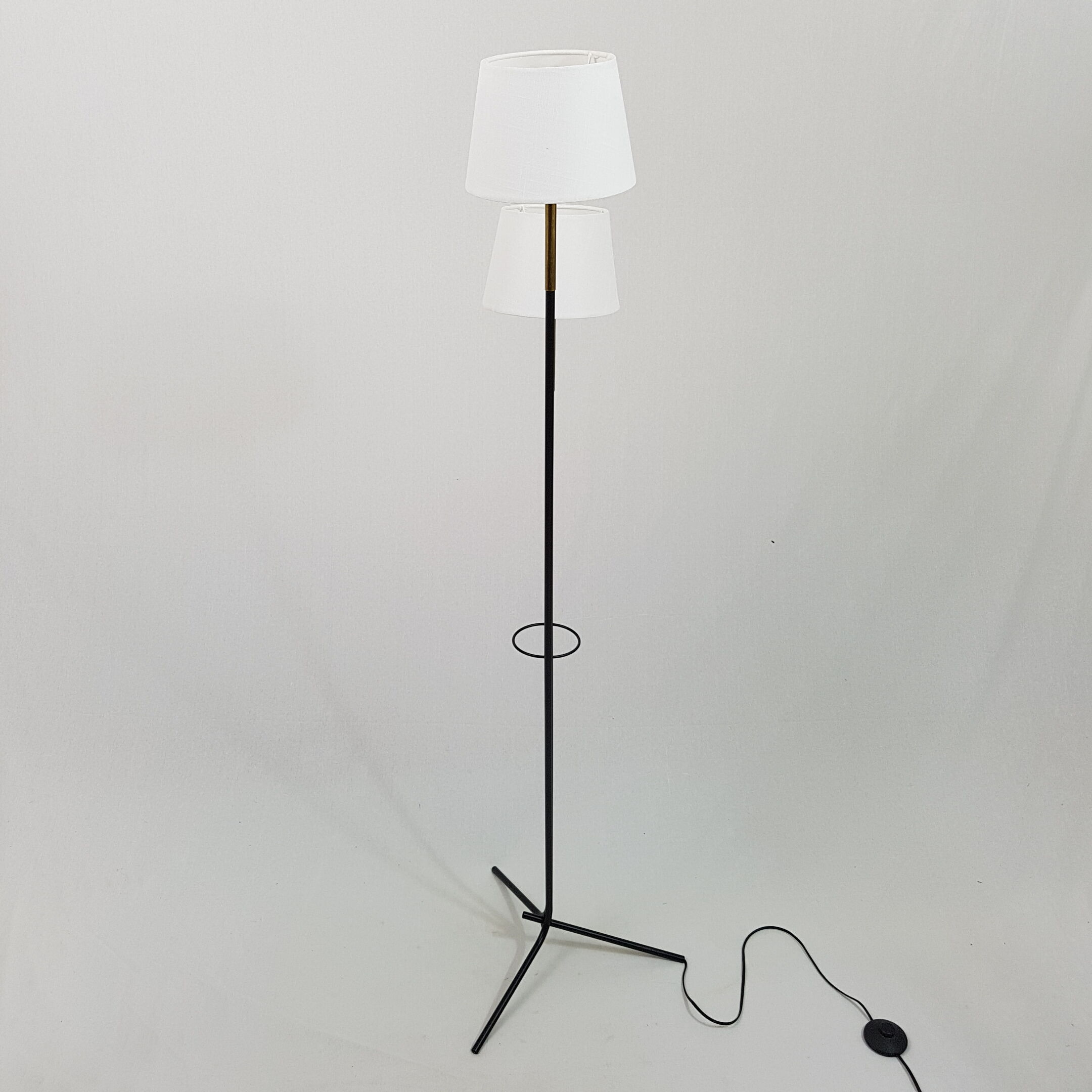 Tripod floor lamp crossfire black and gold style 50s