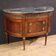 French Louis XVI style half-moon commode with marble top
