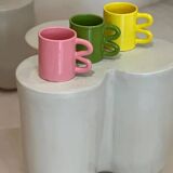 Mug tasse céramique anse vague graphique design coloré vert pomme acidulé