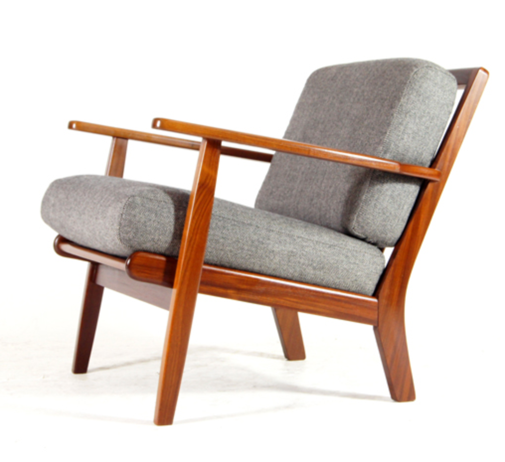 Vintage retro lounge chair in Danish teak wool