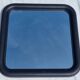 Large Art Deco mirror from the 1930s, solid wood half-moon frame, 80 x 80 cm.