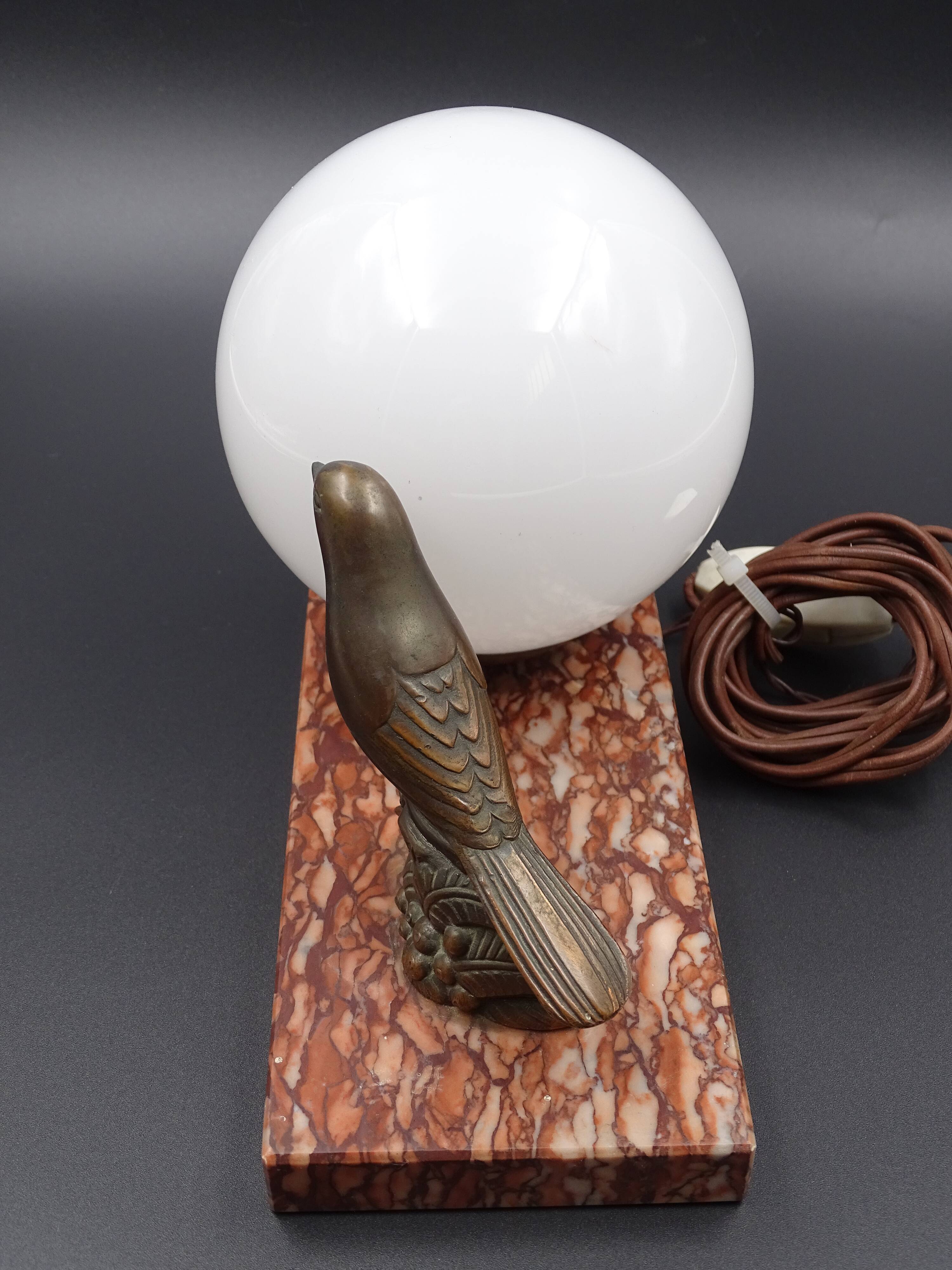Table lamp "the little bird", marble base, circa 1950