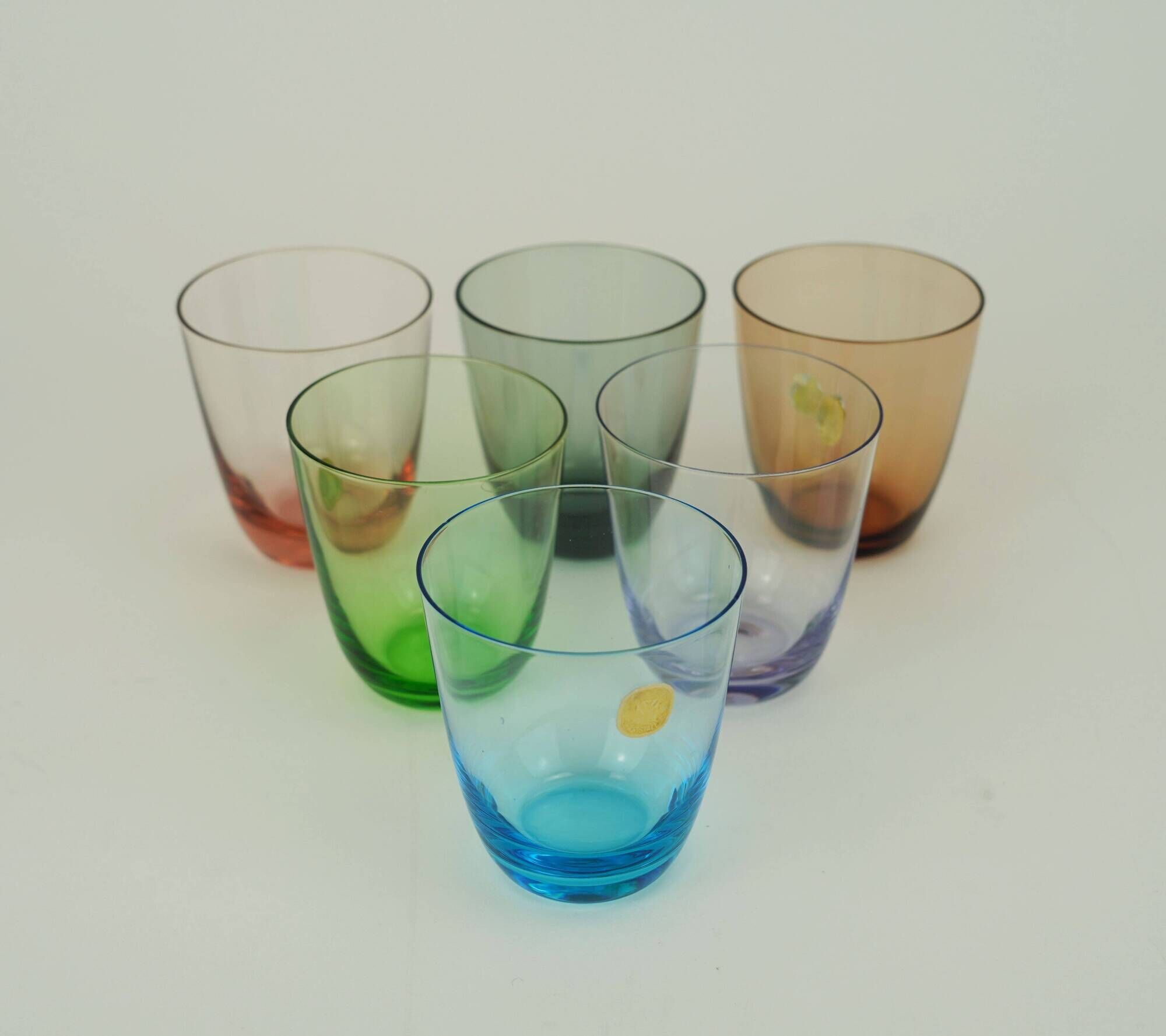 6 mid century GLASSES 1950s 60s colored glass WMF crystal glass