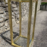Vintage 1980s square gold metal end table/shelving by pierre vandel, 2 pieces