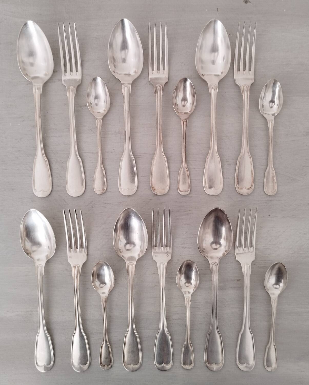 Silver metal cutlery spoons forks small spoons