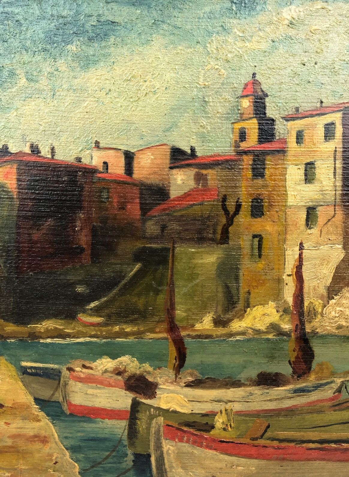 Oil on panel, "The Côte des Basques", by Victor Poncelet, 20th