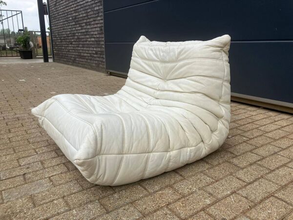 100% authentieke Ligne Roset Togo 1zit licht beige leder ‘87