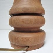 Pied de lampe XL bois massif veiné tourné vintage