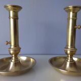 Duo of brass candlesticks
