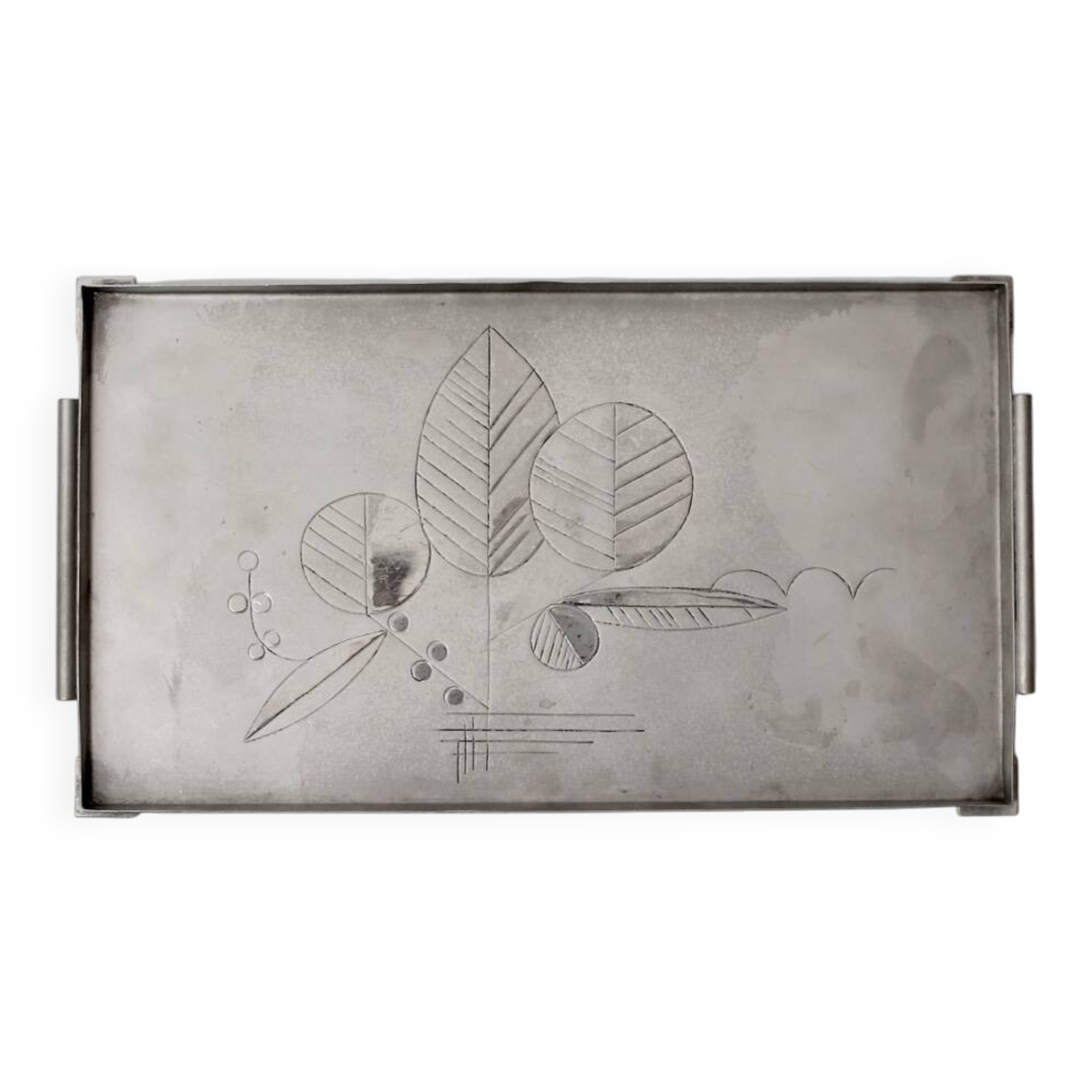 Botanical Engraved Vintage Serving Tray, 1940s