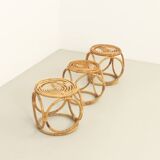 Set of three 1970s rattan stools, Spain.