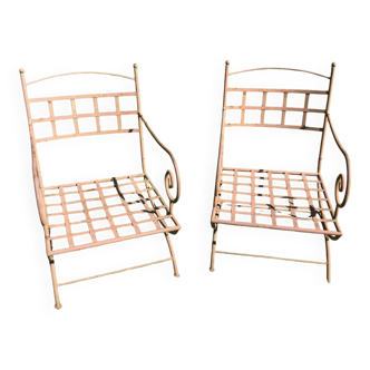 Paire de fauteuils fer forgé vintage