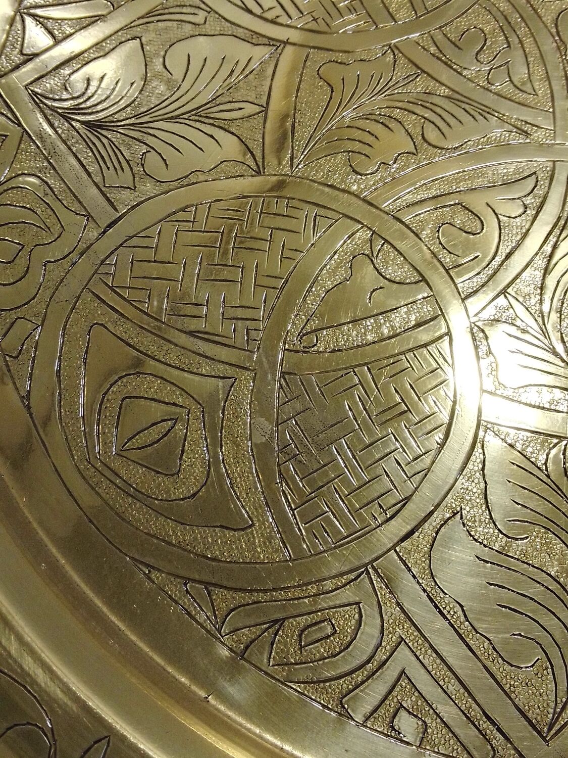 Chiseled solid brass tray North Africa