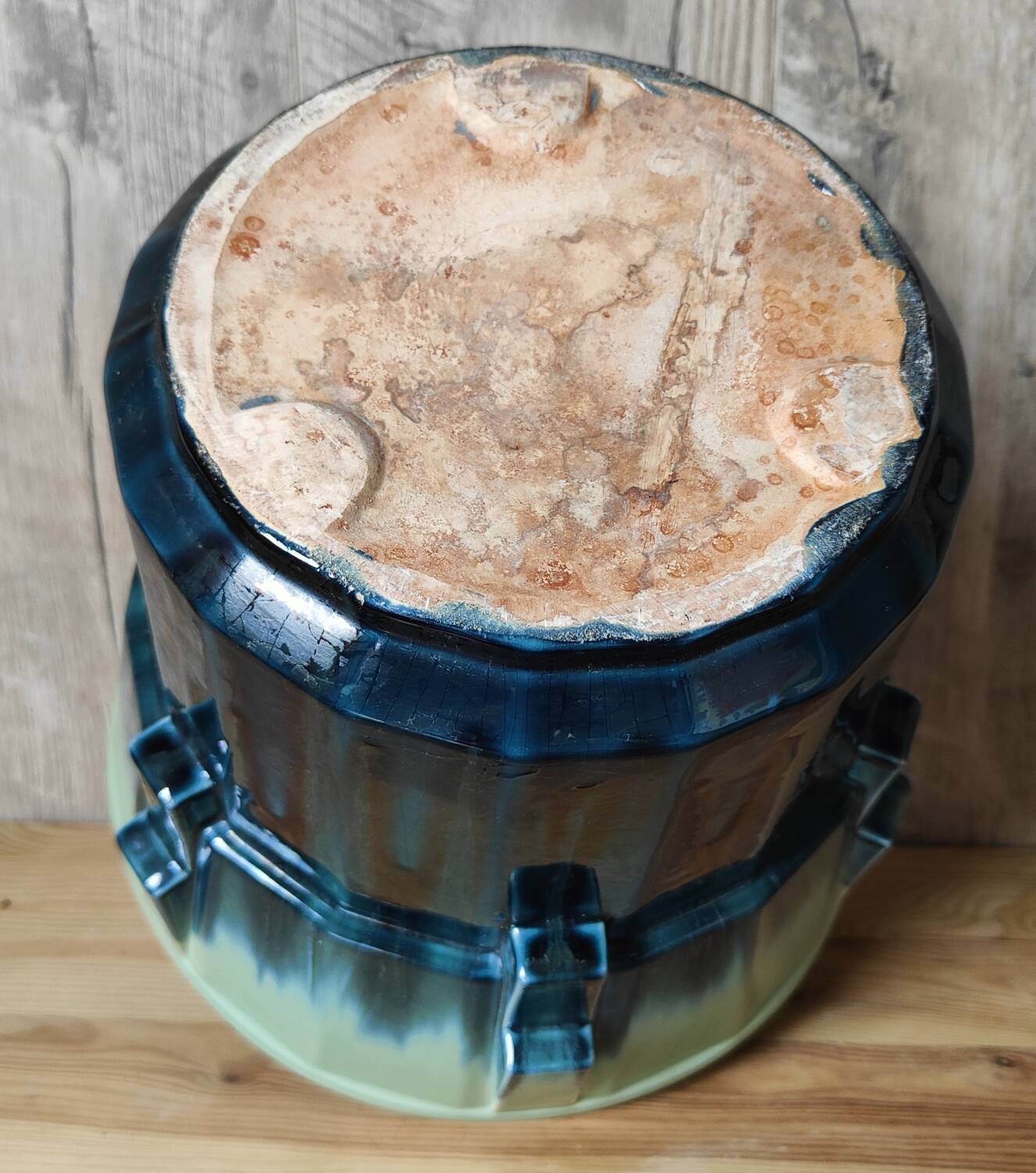 Iridescent Art Deco earthenware planter