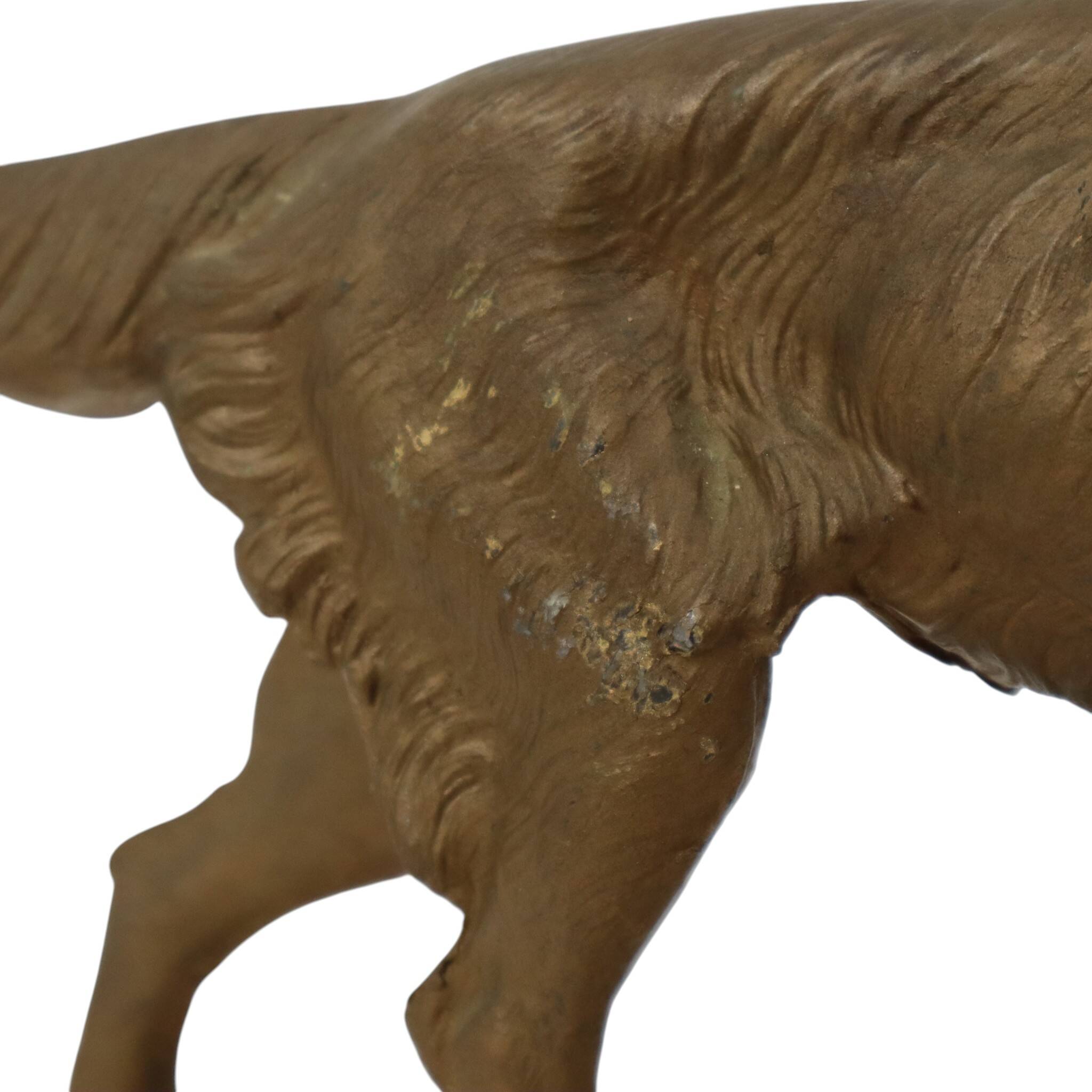 Art Deco Dog on Marble Base, Gold-colored Zamak