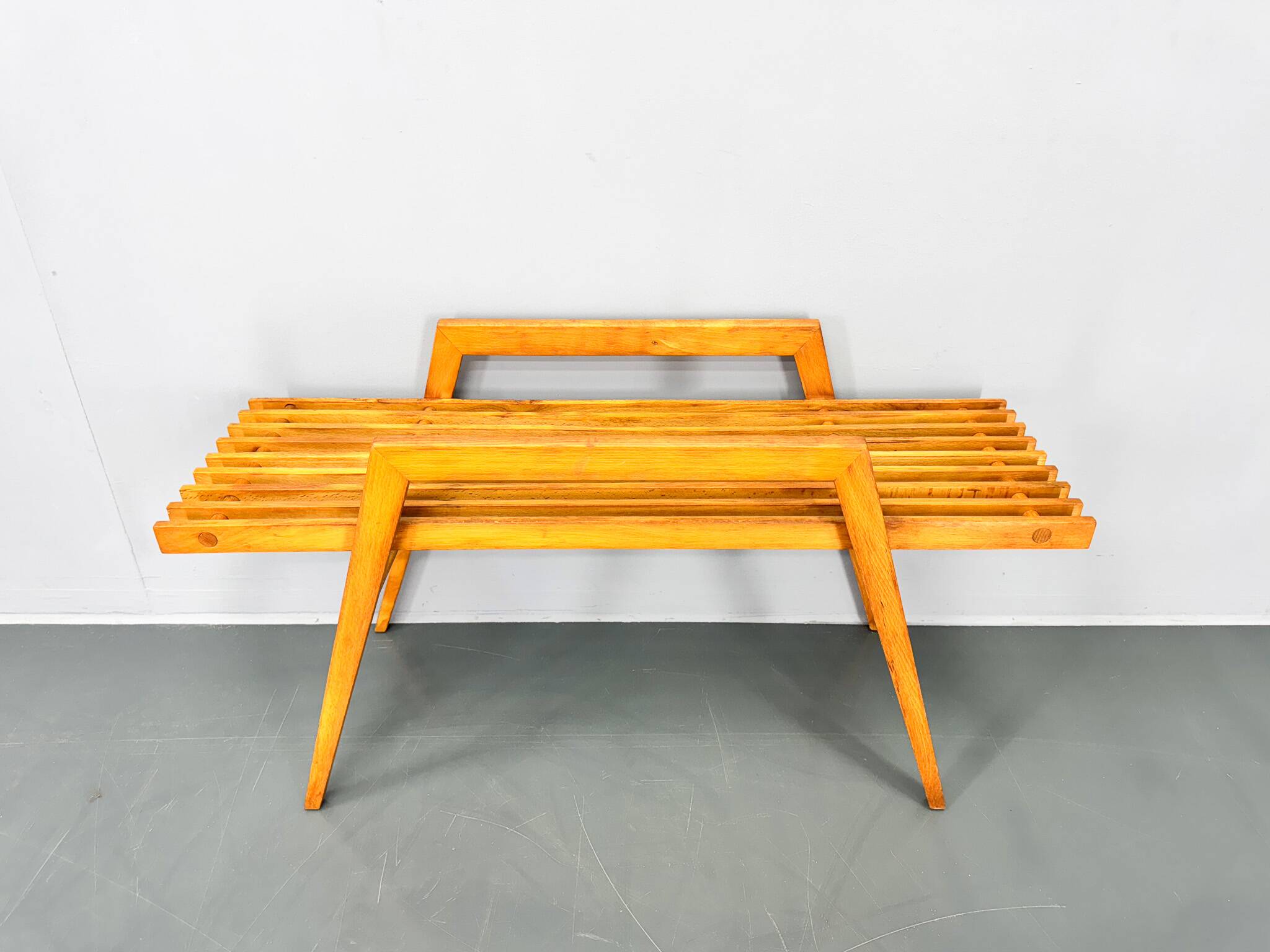 Mid Century Slatted Flower Stand, Czechoslovakia